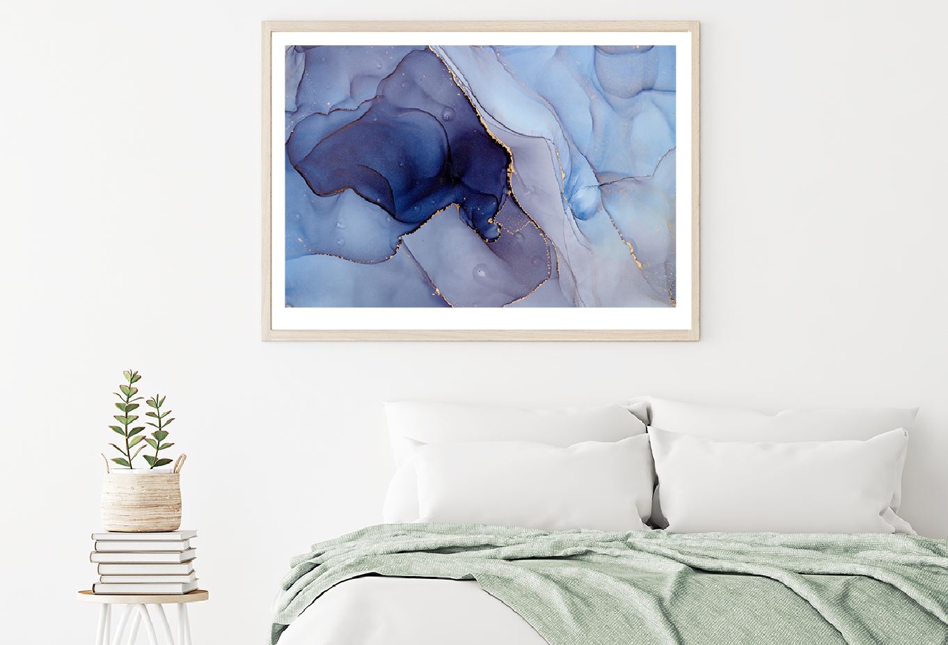 Blue Grey & Gold Abstract Design Home Decor Premium Quality Poster Print Choose Your Sizes