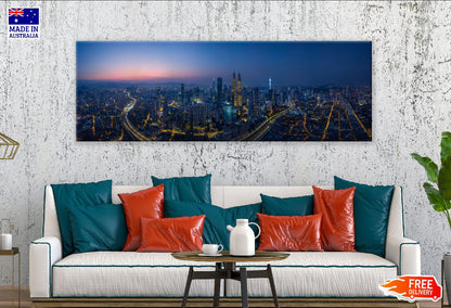 Panoramic Canvas Kuala Lumpur Cityscape Malaysia High Quality 100% Australian Made Wall Canvas Print Ready to Hang