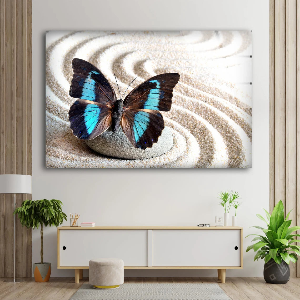 Butterfly on Sand Art Photograph Acrylic Glass Print Tempered Glass Wall Art 100% Made in Australia Ready to Hang