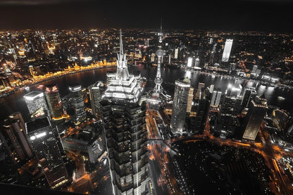 Jin Mao Tower in Shanghai, China at Night Photograph Print 100% Australian Made