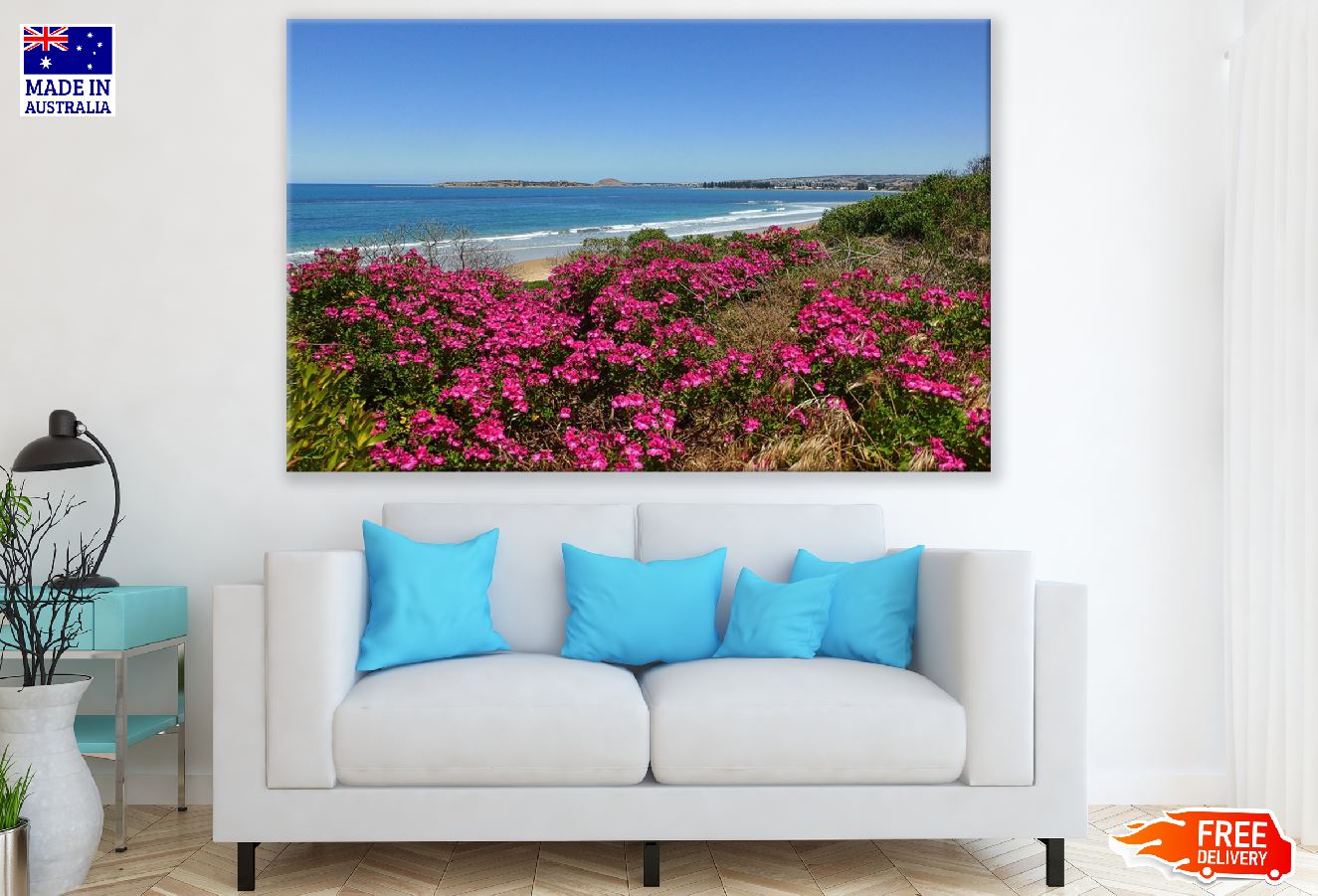 Blooming Flowers in Sea Shore Photograph Print 100% Australian Made