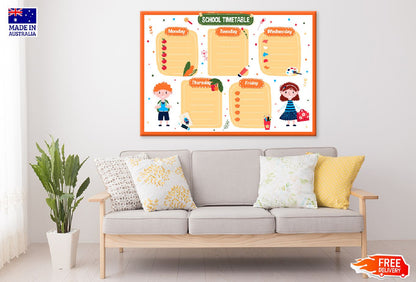 School Timetable for Children Vector Art Print 100% Australian Made