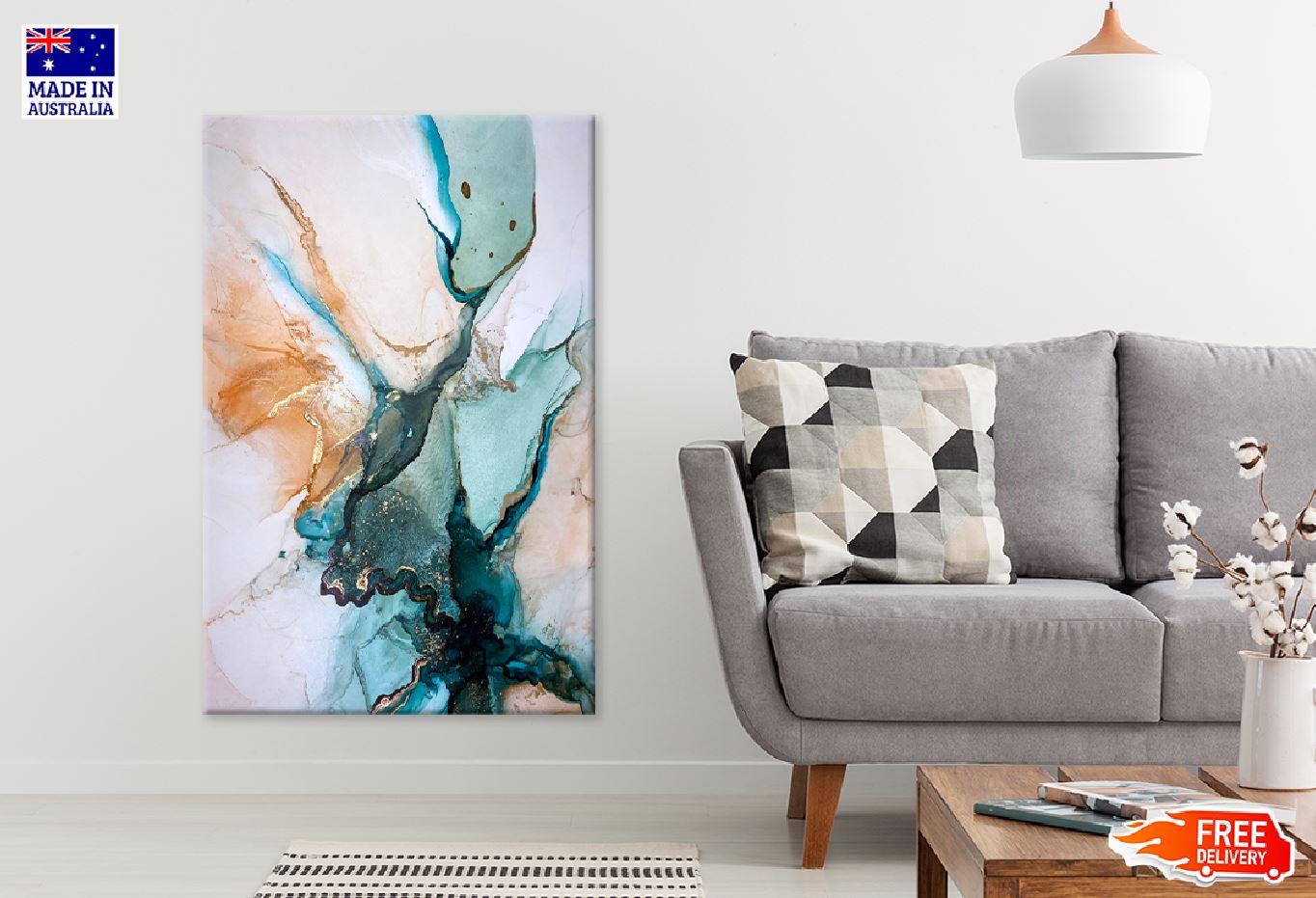 Green Orange & Gold Abstract Art Design Print 100% Australian Made