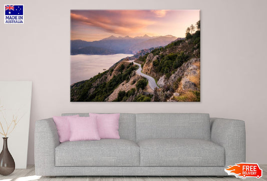 Winding Coast Road View in Corsica Print 100% Australian Made