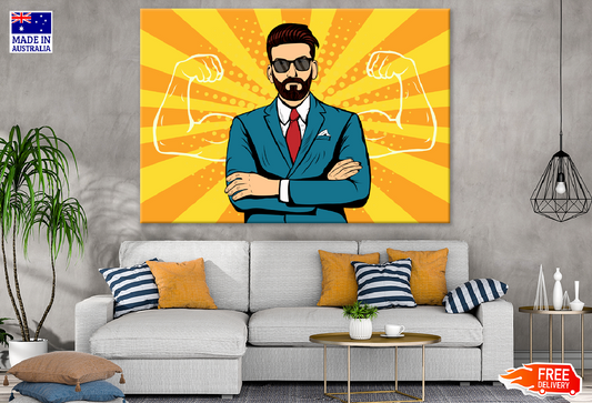Business Man & Body Builder Line Art Illustration Print 100% Australian Made