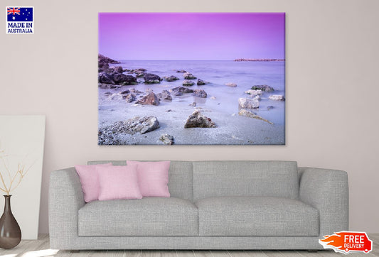 Rocks on Pink Sea View Photograph Print 100% Australian Made