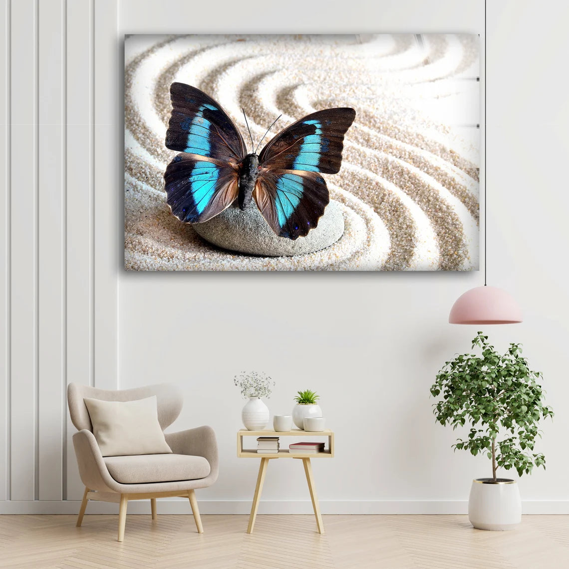 Butterfly on Sand Art Photograph Acrylic Glass Print Tempered Glass Wall Art 100% Made in Australia Ready to Hang