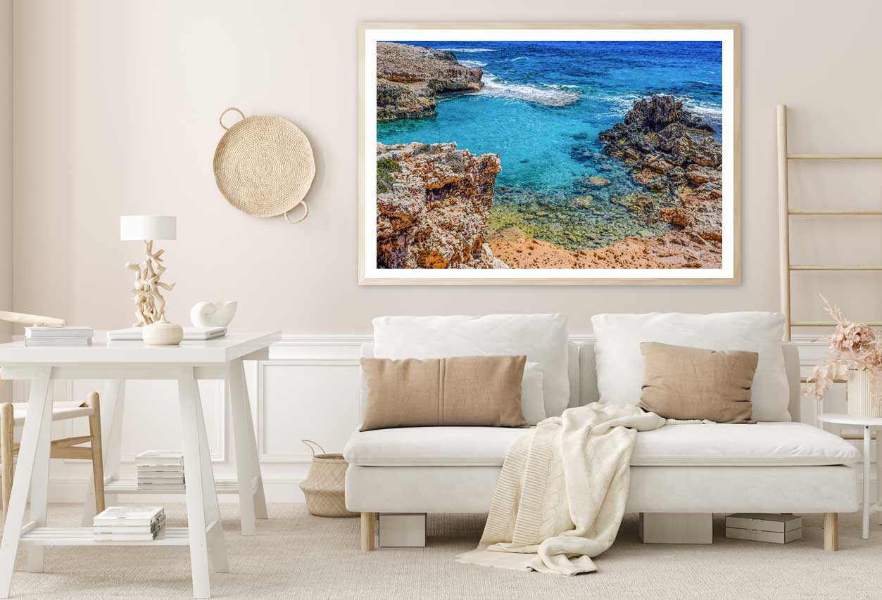 Rocky Coast Blue Sea View Photograph Home Decor Premium Quality Poster Print Choose Your Sizes