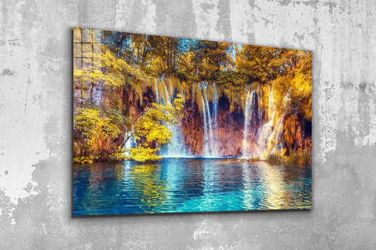 Paradise Waterfall View Print Tempered Glass Wall Art 100% Made in Australia Ready to Hang