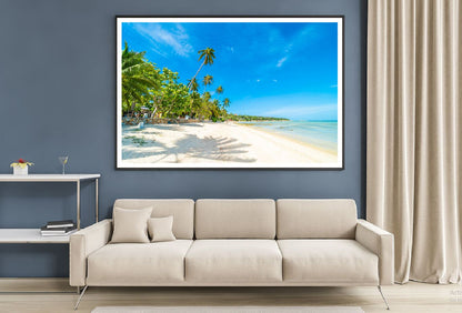 Sandy Sea with Palm Trees View Photograph Home Decor Premium Quality Poster Print Choose Your Sizes