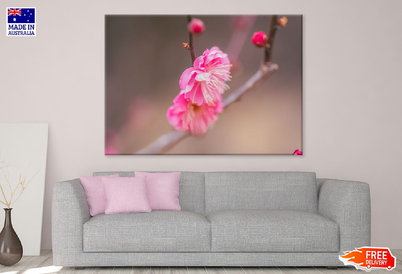 Pink Pulm Flowers Closeup View Photograph Print 100% Australian Made