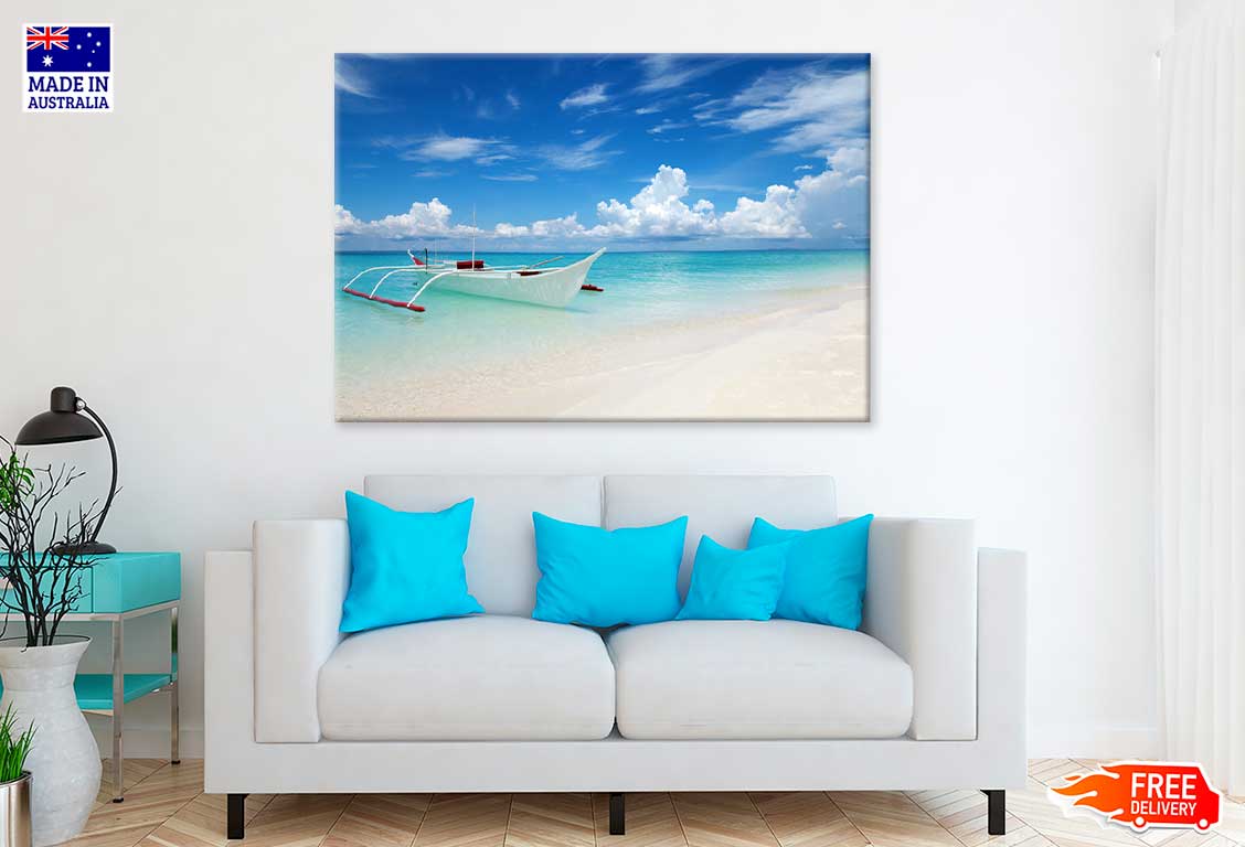 White Boat on Bantayan Island Philippines Print 100% Australian Made