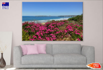 Blooming Flowers in Sea Shore Photograph Print 100% Australian Made