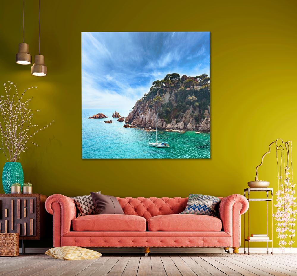 Square Canvas Mediterranean Sea View Photograph Spain High Quality Print 100% Australian Made