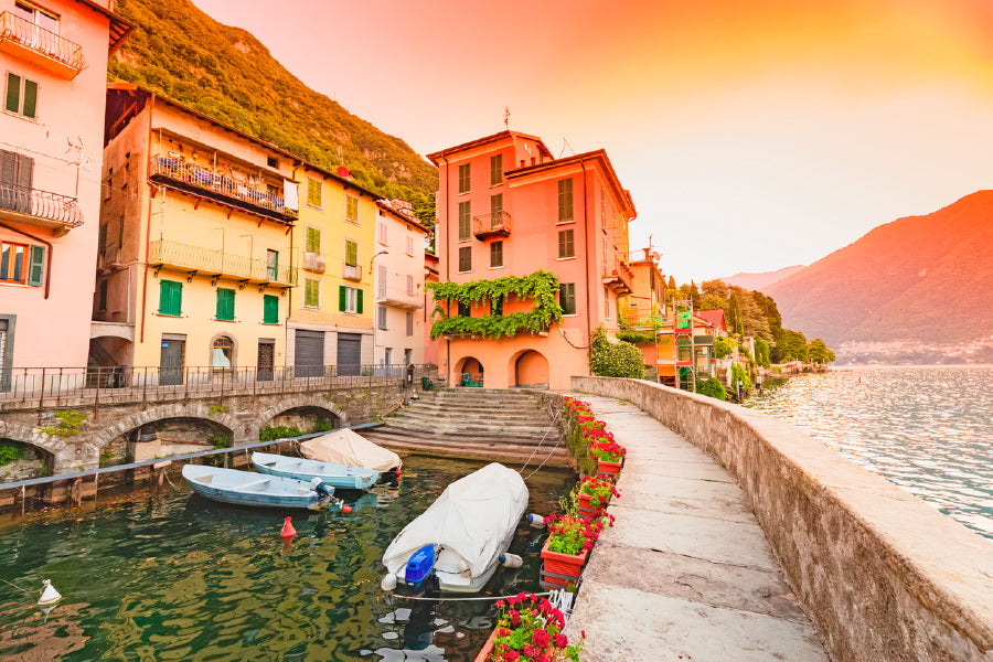 Bella Home Small Italian Town With Epic Sky Print Canvas Ready to hang
