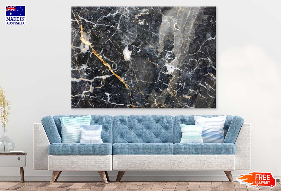 Black Gold Abstract Marble Design Print 100% Australian Made