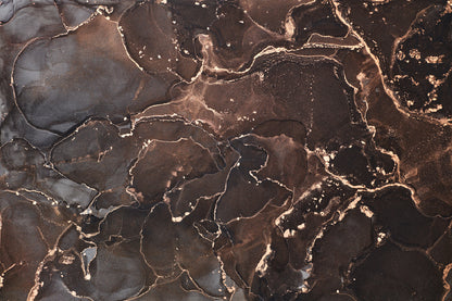 Black Brown & Gold Fluid Abstract Design Print 100% Australian Made