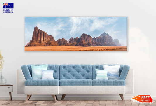 Panoramic Canvas Wadi Rum Desert View Photograph High Quality 100% Australian Made Wall Canvas Print Ready to Hang
