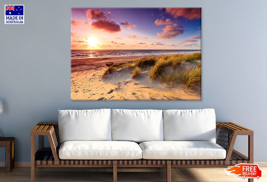 Seaside with Sand Dunes Sunset View Photograph Print 100% Australian Made