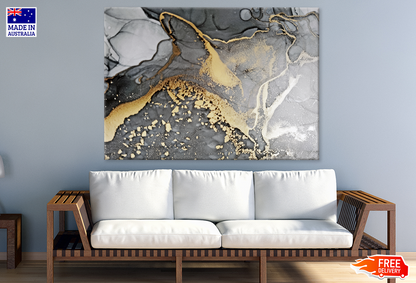 Gray White & Gold Abstract Design Print 100% Australian Made