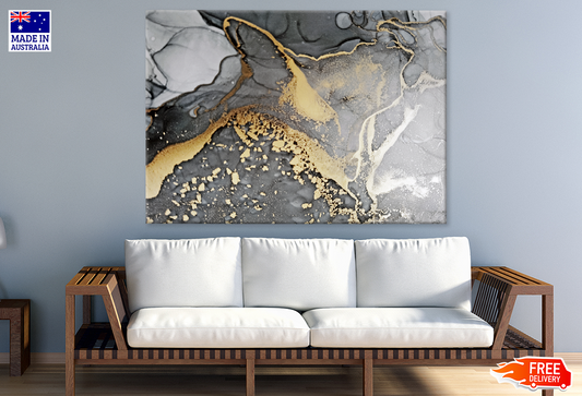 Gray White & Gold Abstract Design Print 100% Australian Made