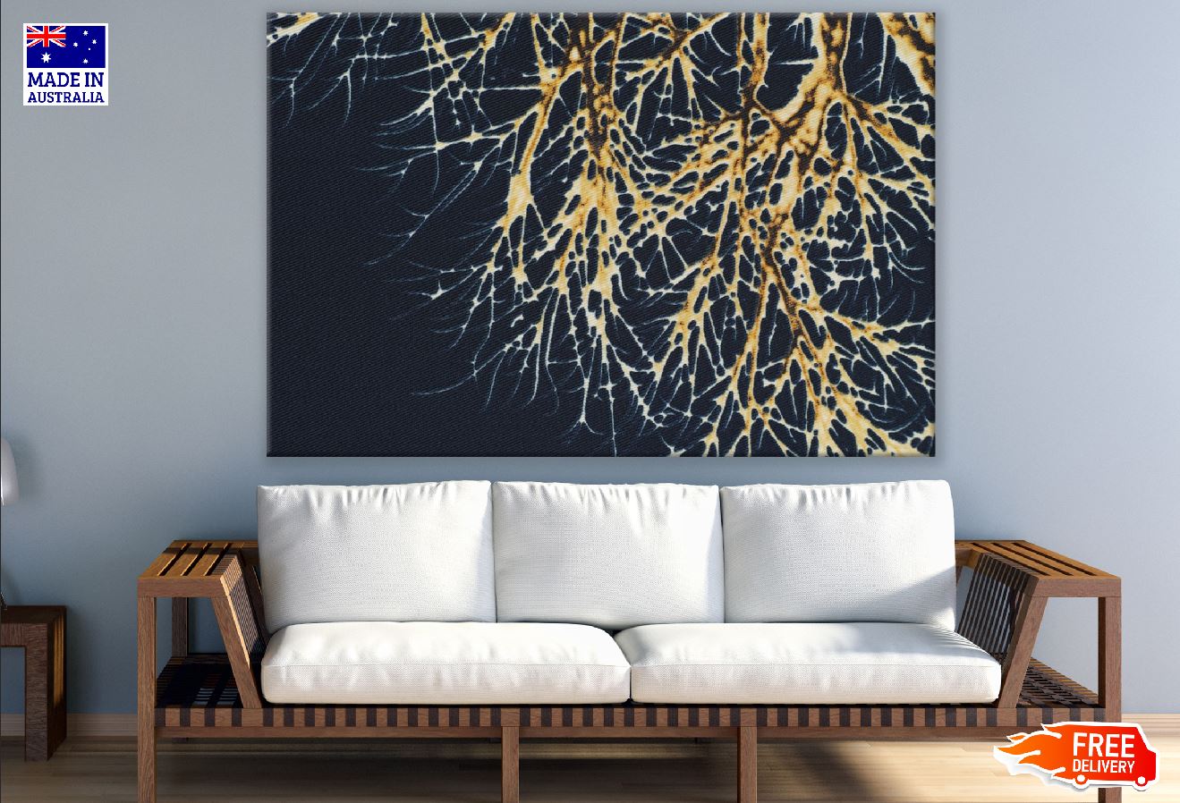 Black & Gold Lines Abstract Design Print 100% Australian Made