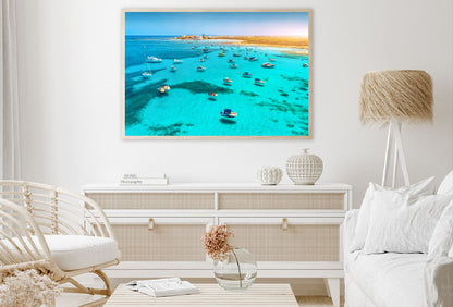 Boats on Mediterranean Sea Lagoon View Photograph Home Decor Premium Quality Poster Print Choose Your Sizes
