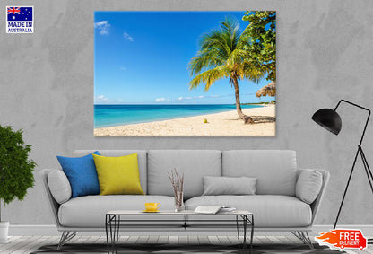 Caribbean Island Sea & Palm Tree View Photograph Print 100% Australian Made
