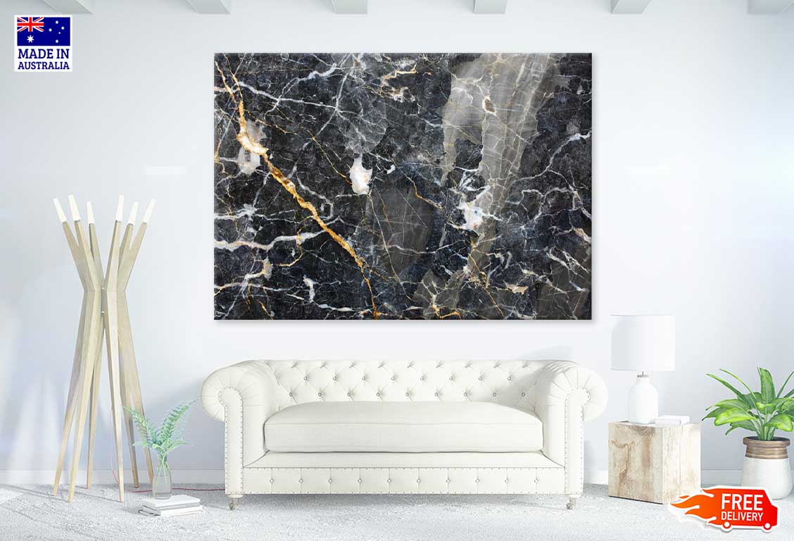 Black Gold Abstract Marble Design Print 100% Australian Made