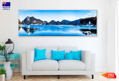 Panoramic Canvas Walchensee Lake & Mountains Photograph High Quality 100% Australian Made Wall Canvas Print Ready to Hang