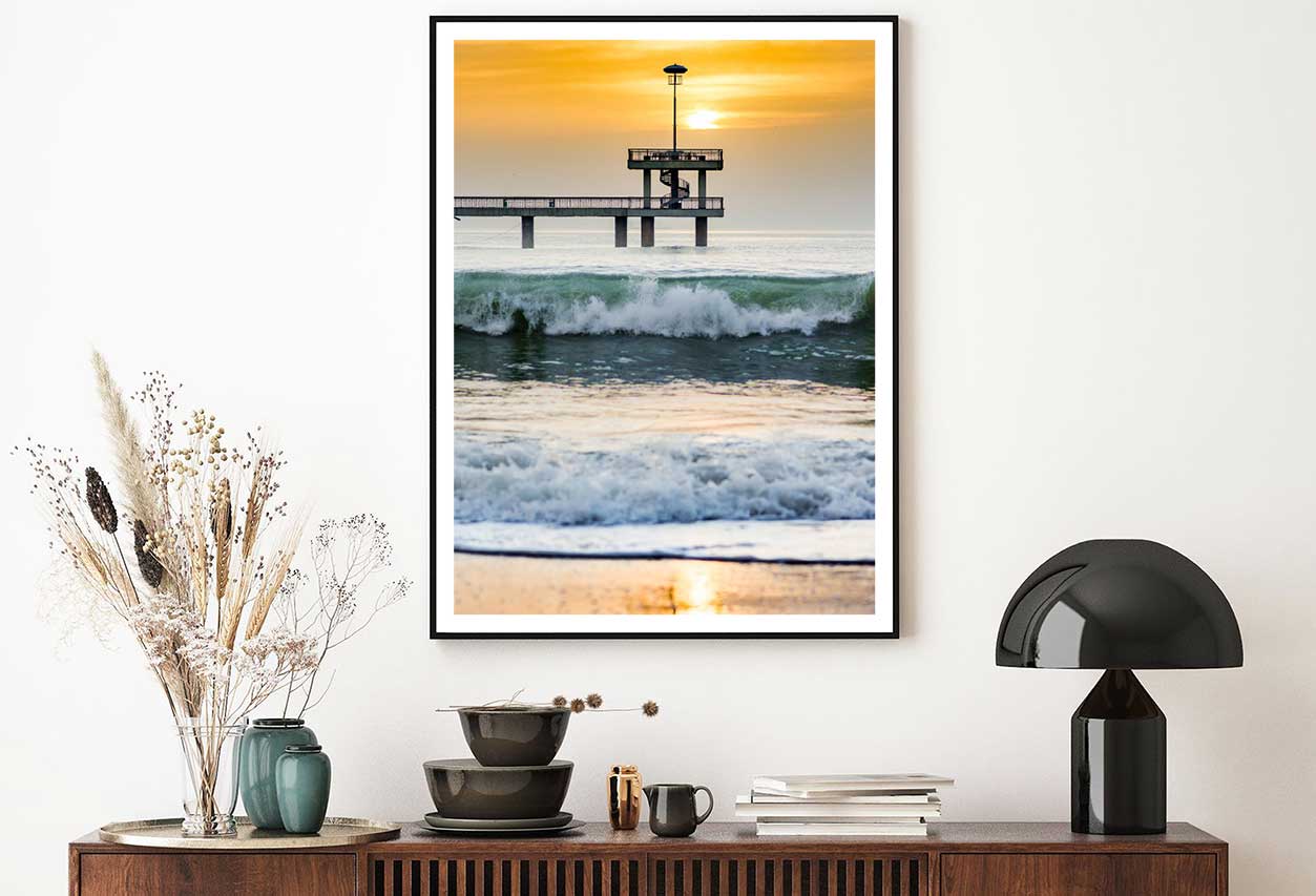 Burgas Beach Waves Sunset Scenery Photograph Home Decor Premium Quality Poster Print Choose Your Sizes
