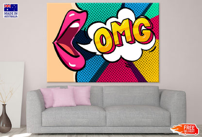 OMG Quote & Girl Mouth Illustration Print 100% Australian Made