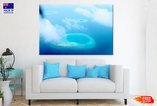 Maldives Island & Clouds Aerial View Photograph Print 100% Australian Made