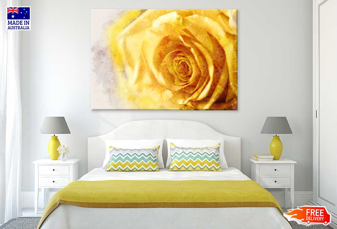 Yellow Rose Closeup Painting Print 100% Australian Made