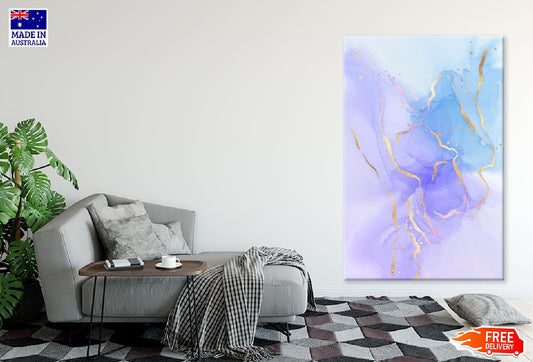 Purple Blue & Gold Lines Abstract Design Print 100% Australian Made