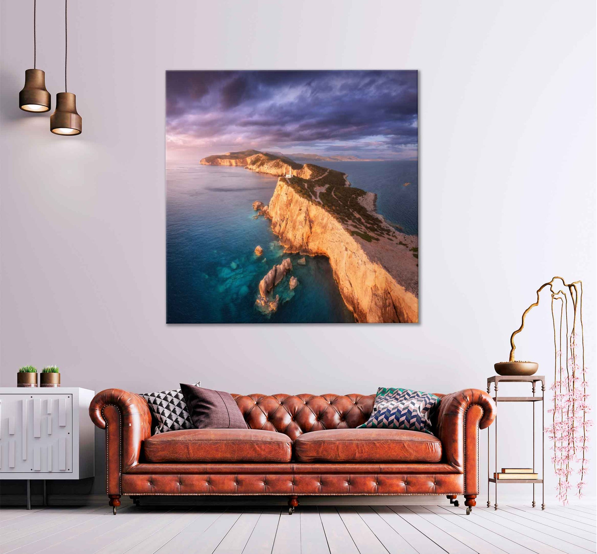 Square Canvas Cliffs Beach Coastal & Clouds High Quality Print 100% Australian Made