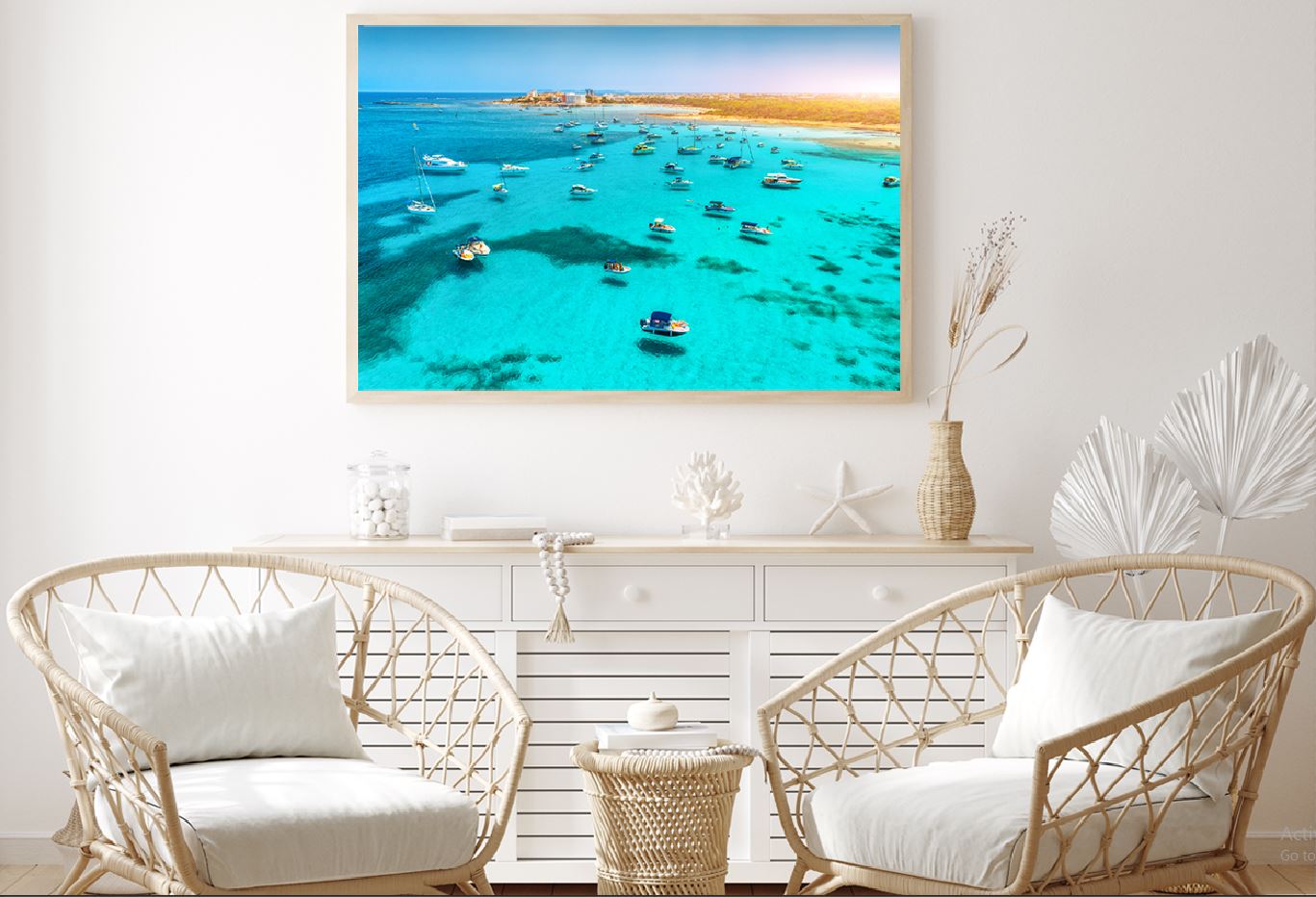 Boats on Mediterranean Sea Lagoon View Photograph Home Decor Premium Quality Poster Print Choose Your Sizes