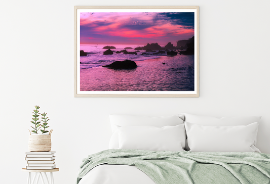 Rocks On Sea Sunset Sky View Photograph Home Decor Premium Quality Poster Print Choose Your Sizes