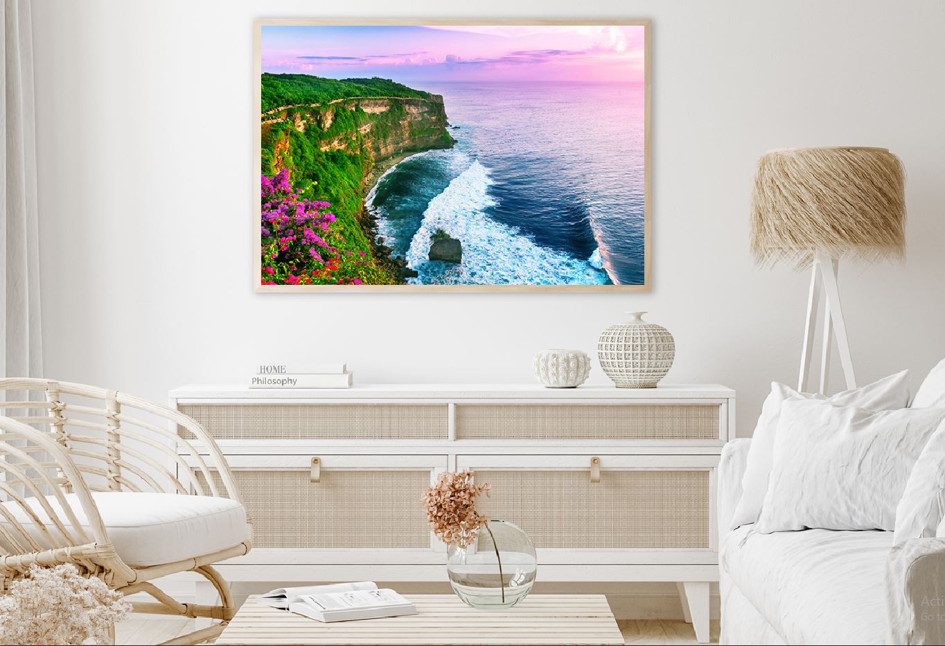 Uluwatu Cliff & Sea Pink Sunset Photograph Home Decor Premium Quality Poster Print Choose Your Sizes
