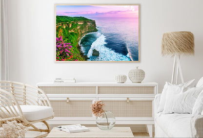 Uluwatu Cliff & Sea Pink Sunset Photograph Home Decor Premium Quality Poster Print Choose Your Sizes