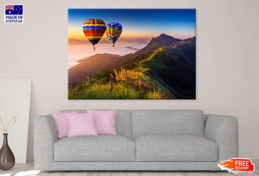 Fog Mountains & Hot Air Balloons View Photograph Print 100% Australian Made