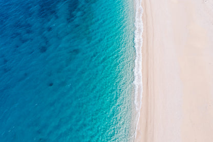 White Sandy Beach Aerial Photograph Greece Print 100% Australian Made