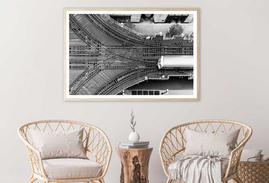 Chicago CTA Train B&W Aerial View Photograph Home Decor Premium Quality Poster Print Choose Your Sizes