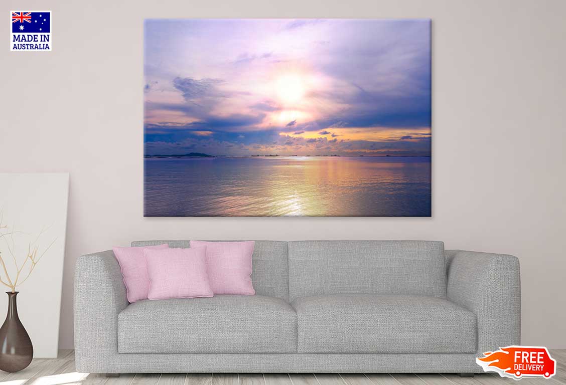 Sun is Falling over Sea Scenery View Print 100% Australian Made