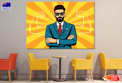 Business Man & Body Builder Line Art Illustration Print 100% Australian Made