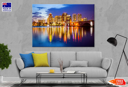 Florida City Night Skyline Sea Photograph Print 100% Australian Made