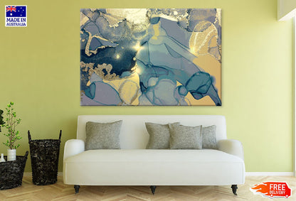 Blue & Gold Fluid Abstract Design Print 100% Australian Made