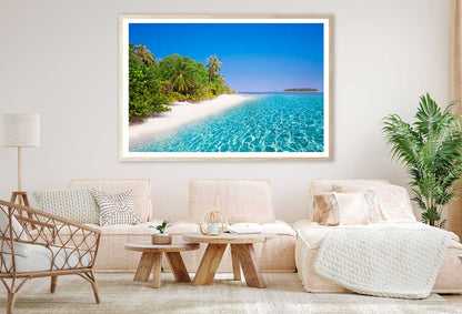 Island Sandy Beach & Palm Trees View Photograph Home Decor Premium Quality Poster Print Choose Your Sizes