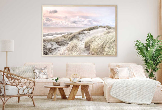 Scenery of Grass Field Near Beach View Photograph Home Decor Premium Quality Poster Print Choose Your Sizes