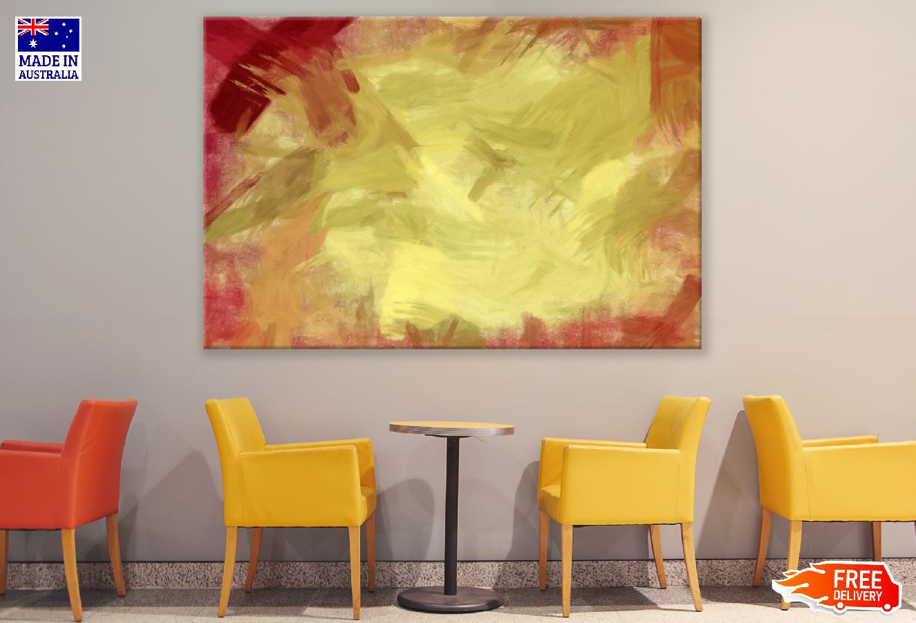 Red & Yellow Abstract Design Print 100% Australian Made